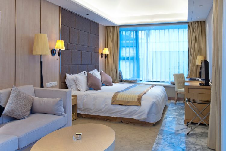 Luxurious hotel bedroom with elegant decor